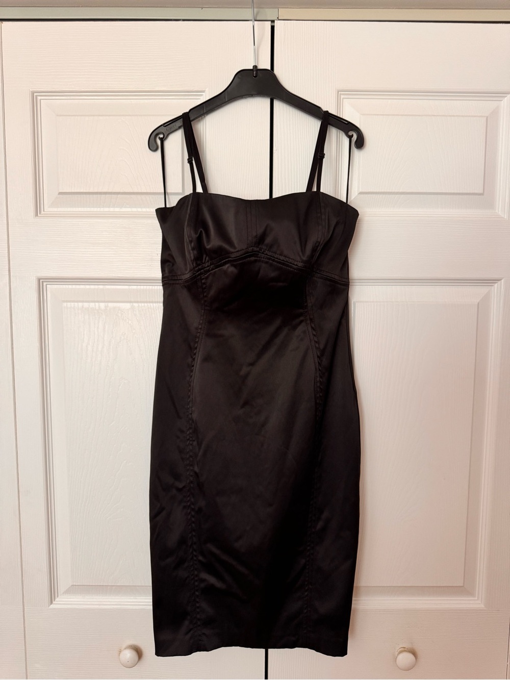 Zara Black Satin Mini Dress with Slim Straps